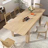 Fingertip WD 59"-86" Extendable Dining Table for 6-8 Person, Wooden Dining Room Table, Modern Extendable Table for Gatherings, Meeting for Small Kitchens, Dining Office Areas(Natural)