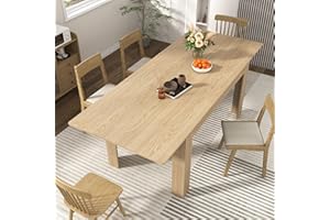 Fingertip WD 59"-86" Extendable Dining Table for 6-10 Person, Wooden Dining Room Table, Modern Extendable Table for Gatherings, Meeting for Small Kitchens, Dining Office Areas(Natural)