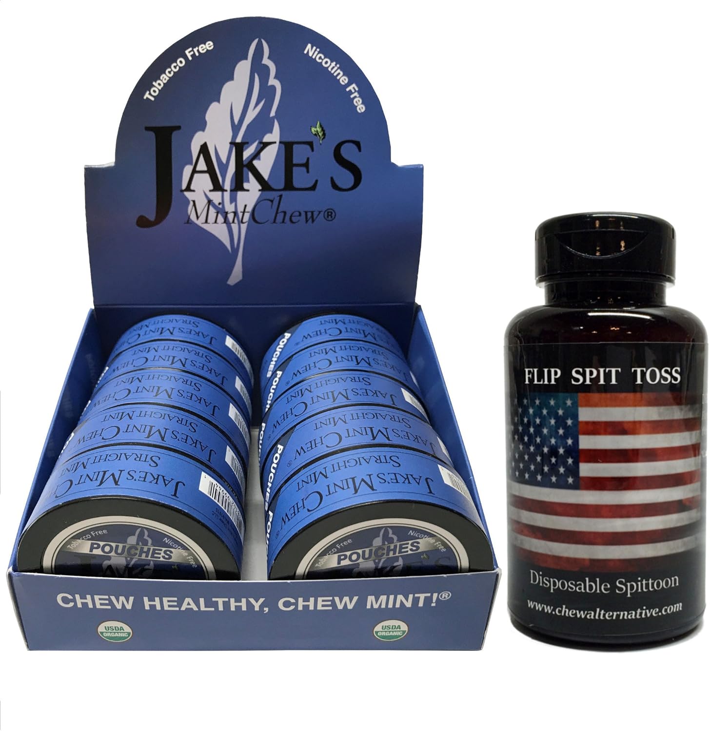 Jake's Mint Chew Straight Mint Pouch 10 Cans Includes