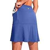 SANTINY 19" Golf Skorts Skirts for Women Zipper Pockets Knee Length Skort Women's High Waist Athletic Tennis Skirt