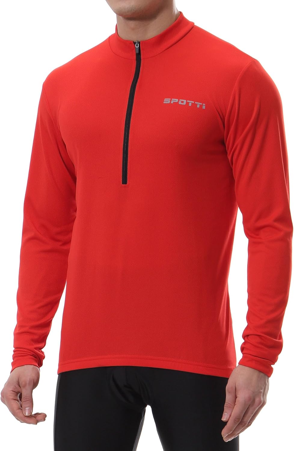 Spotti Men's Cycling Bike Jersey Long Sleeve with 3 Rear Pockets - Moisture Wicking, Breathable, Quick Dry Biking Shirt : Clothing