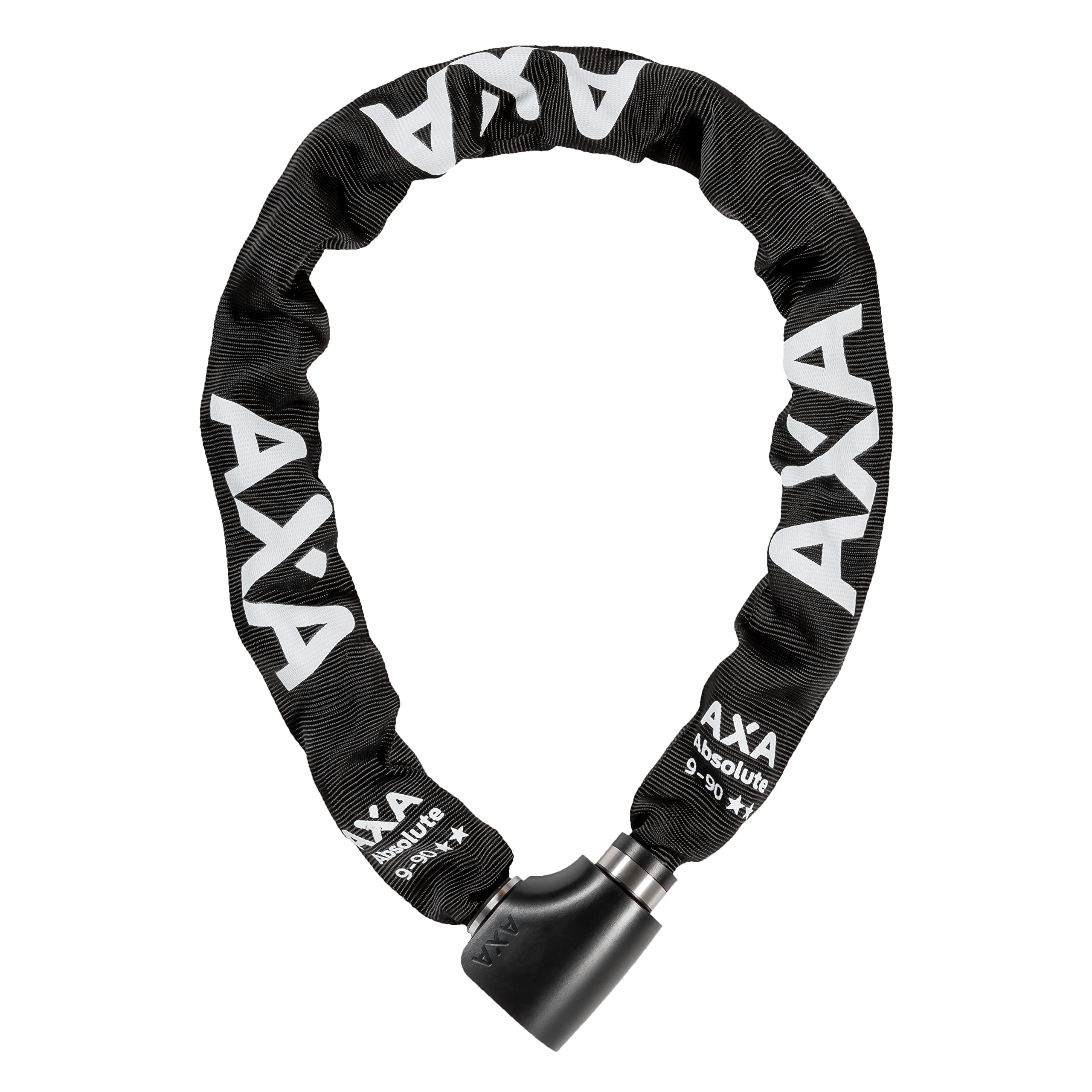 AXA Absolute 9-90 - Bicycle Lock - Chain Lock - High Security - Security Level 14 - Steel Links 9 mm - Length 90 cm - Black Polyester Cover