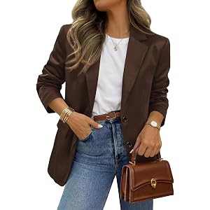 BTFBM Satin Long Sleeve Blazers for Women 2026 | Button Down Blazer, Open Front, Work Office Suit Jackets with Pockets, Busin