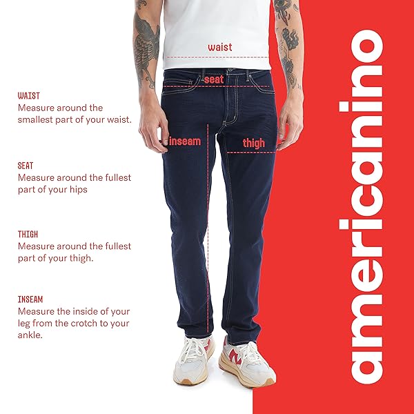 AMERICANINO SLIM STRAIGHT FIT JEANS FOR MEN – SOFT COTTON|5-POCKET CLASSIC DESIGN INDIGO