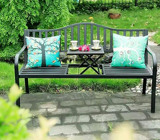 Amazon.de: Westerholt Metallbank Gartenbank Bank mit klappbarem Tisch