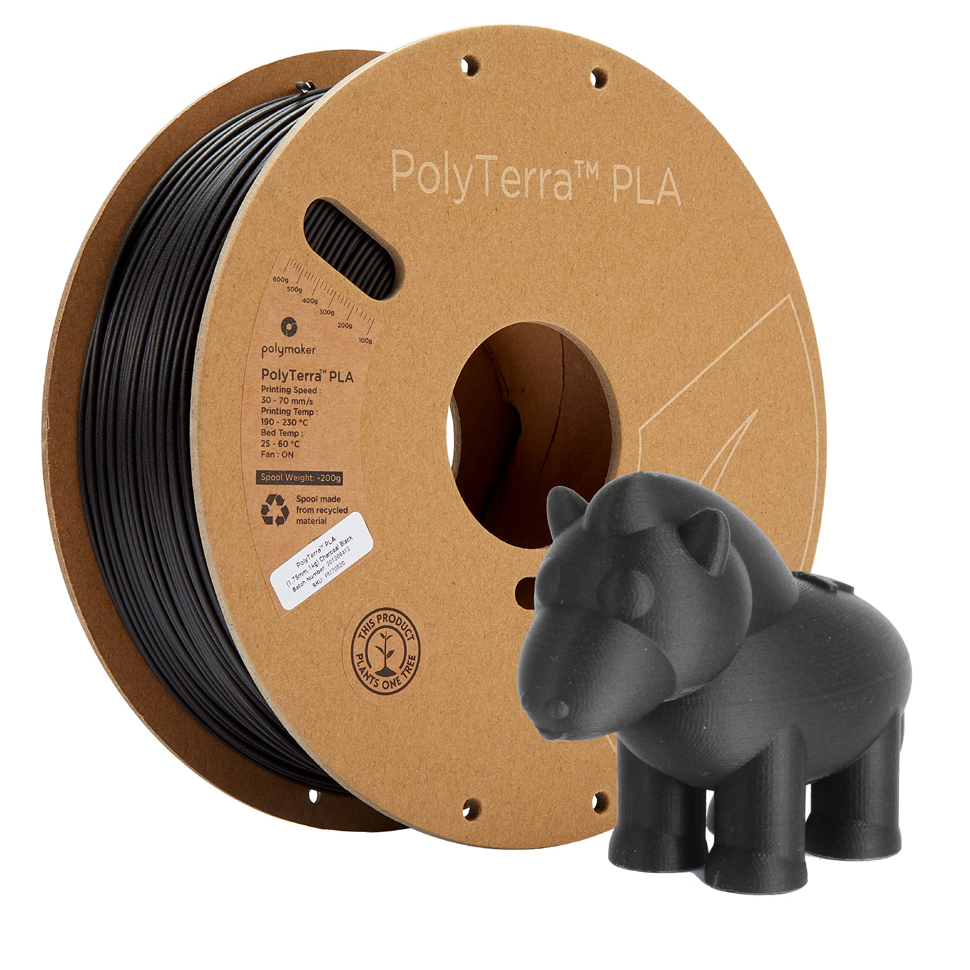ポリメーカー(Polymaker) 3Dプリンタ―用フィラメント PolyTerra PLA 1.75mm径 1000g Charcoal Black商品画像