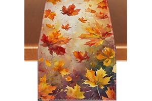 RVSTICTY Maple Leaves Fall Table Runner,Autumn Thanksgiving Harvest Festival Farmhouse Decorations and Supplies for Home Kitchen Dining Room Table-13×72''