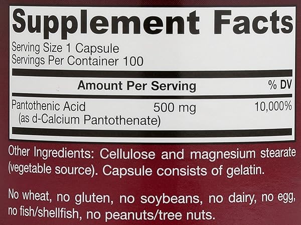 JARROW FORMULAS, PANTOTHENIC ACID B5, 100 CAPS