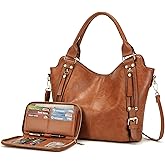Crossbody Bags for Women Large Hobo Purse PU Leather Shoulder Handbag Ladies Tote Wallet Set 2PCS