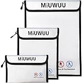 MiUWUU 3 Pack Fireproof Document Bag Waterproof Safe Zipper Storage Organizer Pouch Fireproof Money Bag for A4/A5 Documents Holder, File, Cash, Jewelry, Passport, Tablet, Laptop