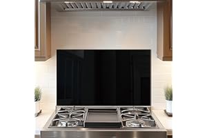 DAIFURONGE Tempered Glass Backsplash For Kitchen Behind Stove,Black Stove Back Top Cover,Easy to Clean Glass Splashback, Sink Cover Splash Guard,Home Kitchen Wall Decor (30"x18"(76.2x45.72cm))