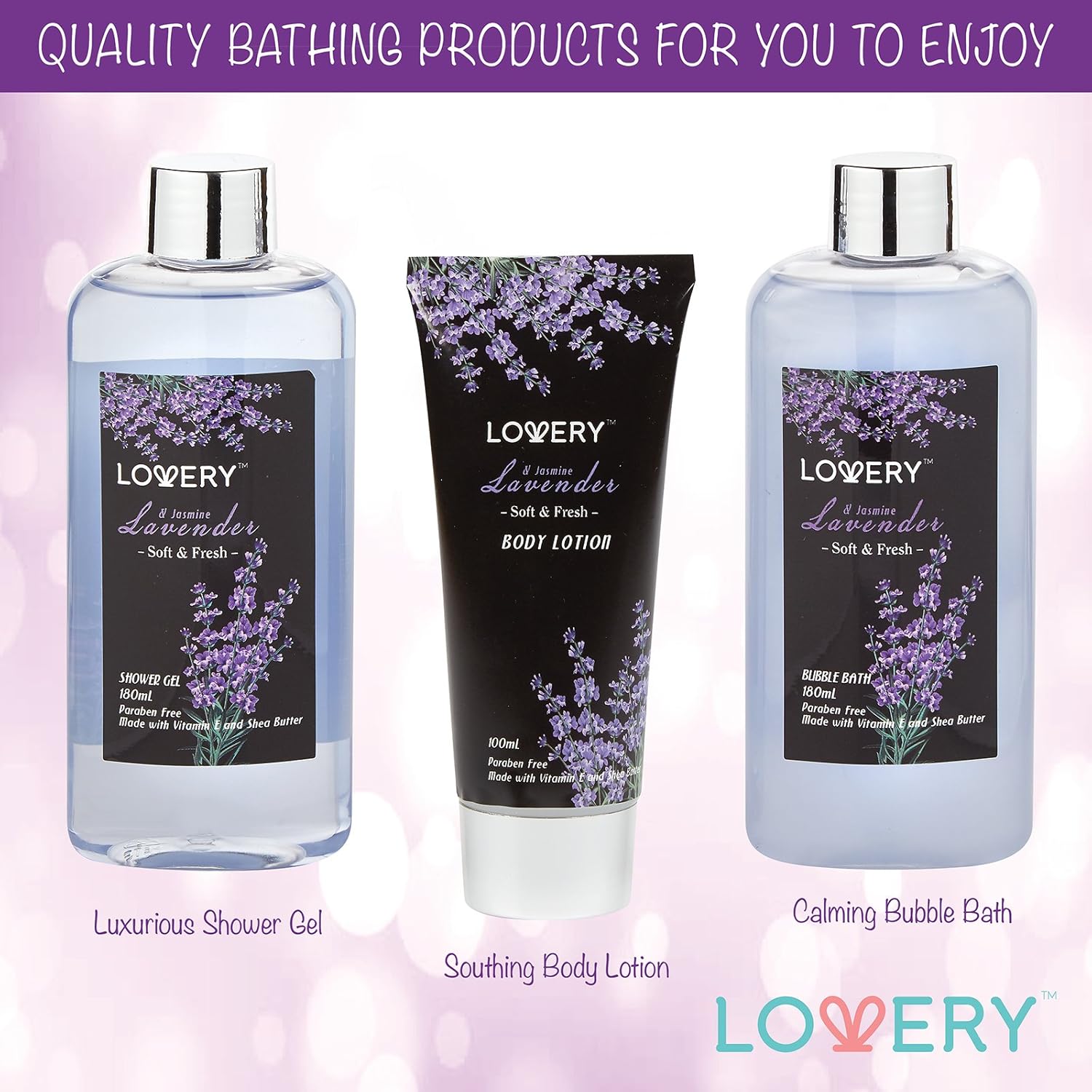 Home Spa Gift Basket, 9 Piece Bath & Body Set for Women and Men, Lavender & Jasmine Scent - Contains Shower Gel, Bubble Bath, Body Lotion, Bath Salt, Scrub, Massage Oil, Loofah & Basket: Baby
