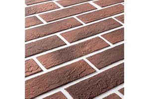Zoeteoz 17 Pcs Vintage Red Faux Thin Brick Veneer Wall Tiles, 2.38 Sq.Ft, Inorganic Modified Clay, Realistic Brick Texture Li
