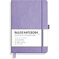 RETTACY Lined Journal Notebook, 192 Numbered Pages, A5 Medium Size (5.7'' x 8.3''), for Men & Women, Journaling, Writing, Work & Office, Leather Hardcover, 100 GSM Thick Paper (Purple)