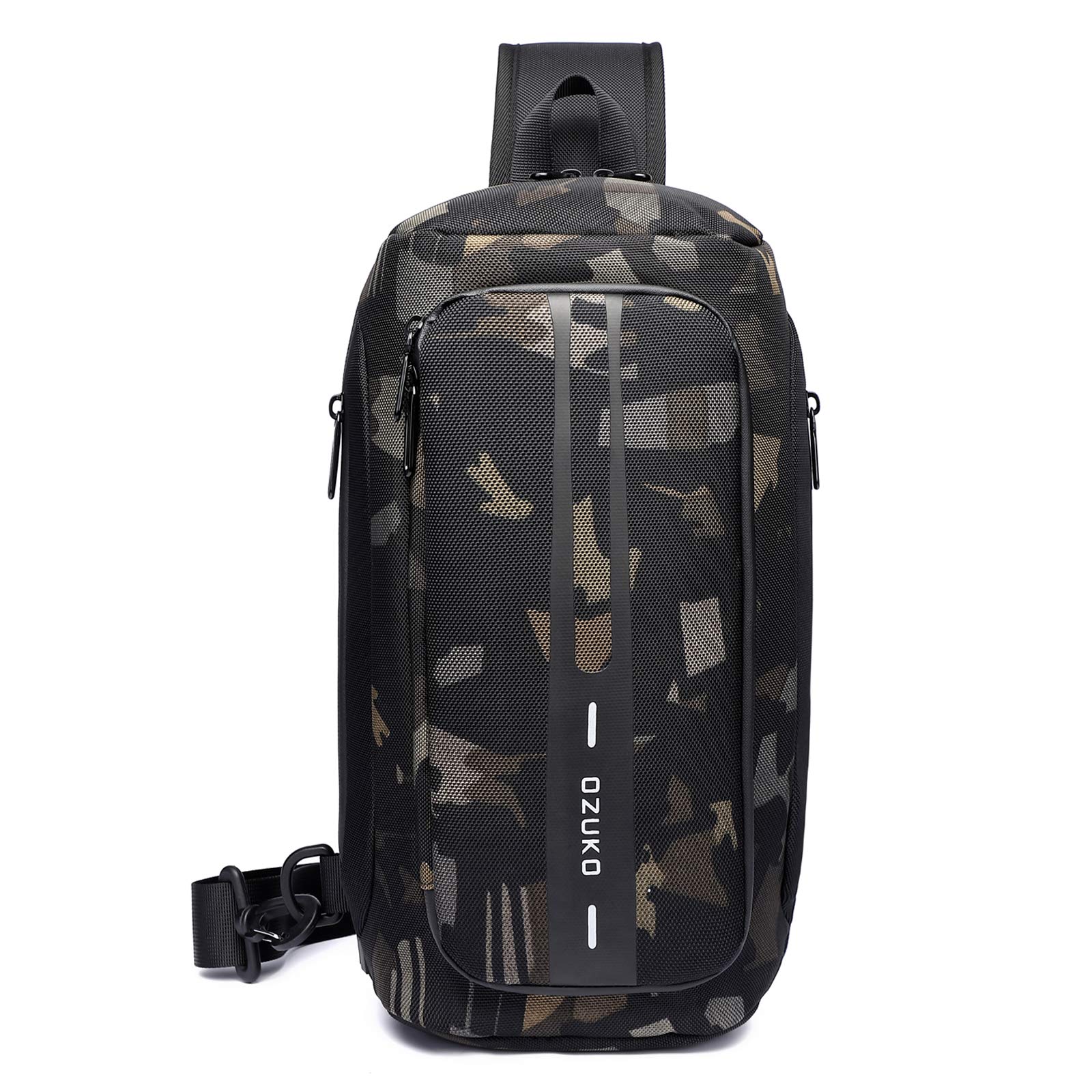 FANDARE Anti-Theft Sling Chest Bag Men Casual Daypacks One Shoulder Crossbody Backpack with USB Charging Port for Outdoor Travel Work Hiking Running Indoor Activities Durable Polyester Camo