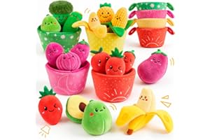Baby Toys 6-12 Months-Montessori Toys16 PCS Fruit & Vegetable Made of Ultra-Soft Sensory Toys,Color Sorting Play Food Baby To