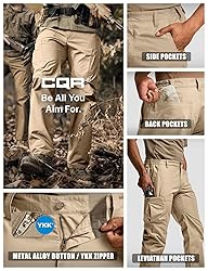 CQR Men's Military Cargo Pants, Water Resistant