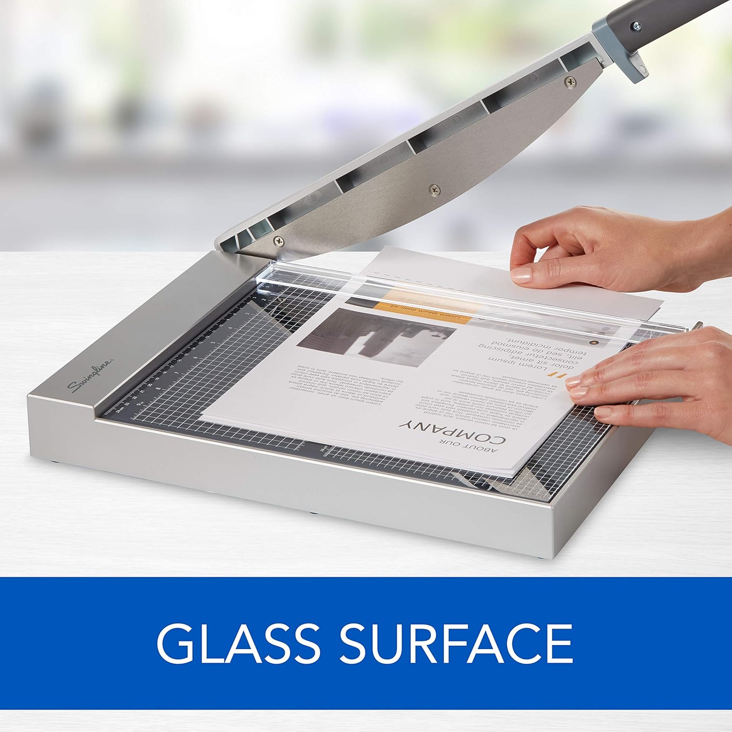 Swingline Paper Cutter, Guillotine Trimmer with EdgeGlow LED Cut Guide and Tempered Glass Surface, 12" Cut Length, 15 Sheet Capacity, ClassicCut 1215G (G7010003) : Office Products