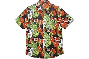 FOCO Men's NFL Team Logo Floral Aloha Tropical Button Up Shirt