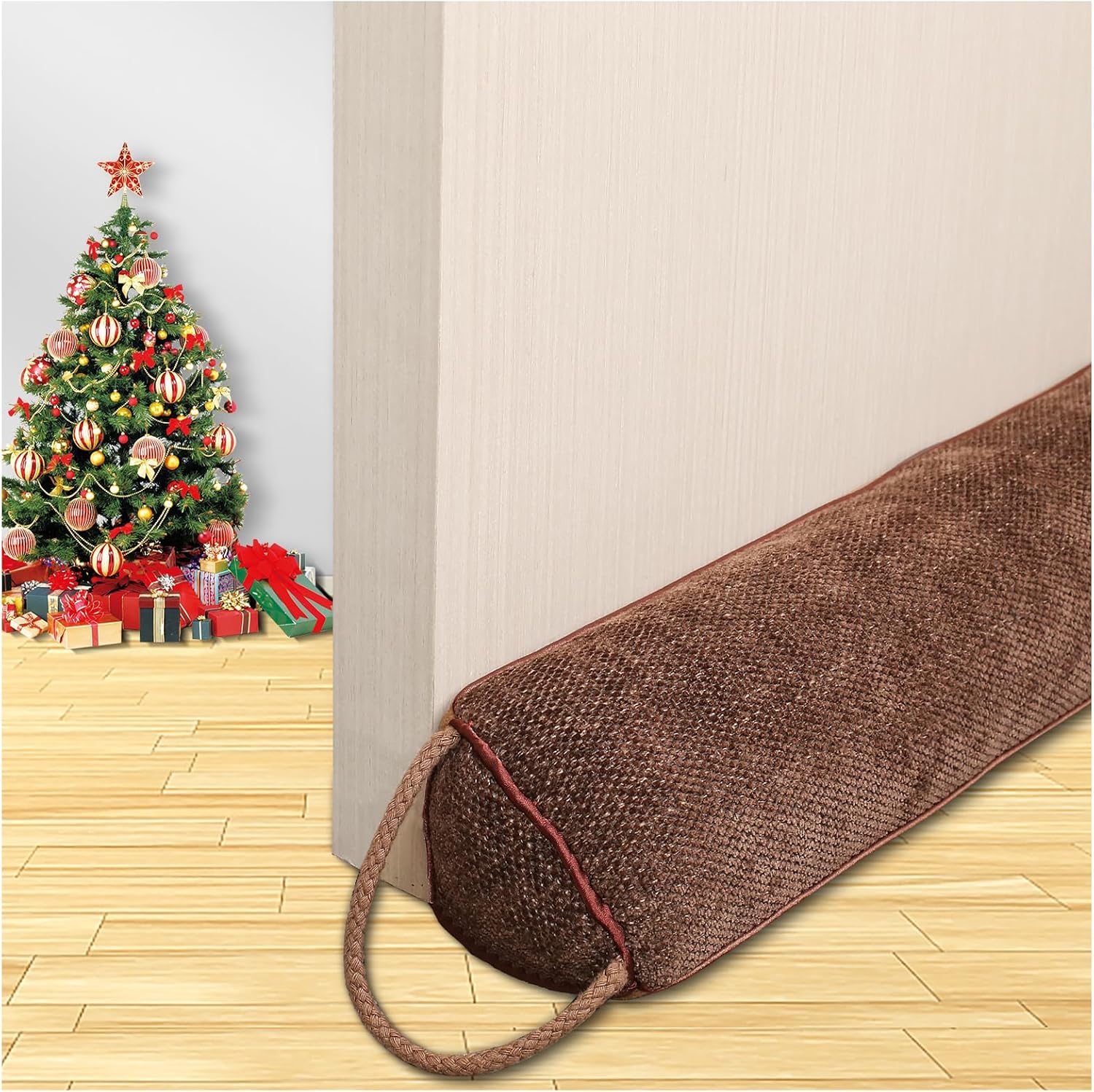 Draft Stoppers - Triangle Under Door Draft Stopper Noise Blocker 38 Inches for Door Bottom Air Seal Insulation and Soundproof, Heavy Duty Weather Guard Snake Stripping, Brown