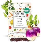 Purple Top White Globe Turnip Seeds for Planting, 5,000+ Heirloom Non-GMO | Round white turnips with purple shoulders and edible greens for roasting, soups, and homegrown meals