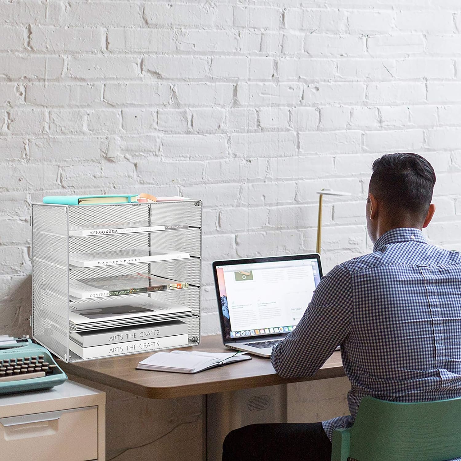 COSYAWN Paper Letter Tray Organizer, 5 Tier Mesh File Tray Desktop Paper Sorter, Silver : Office Products