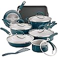 Rachael Ray Create Delicious Nonstick Cookware Pots and Pans Set, 13 Piece, Teal Shimmer