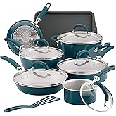 Rachael Ray Create Delicious Nonstick Cookware Pots and Pans Set, 13 Piece, Teal Shimmer