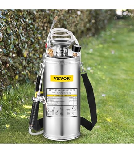 Longray Spruzzatore A Mano In Acciaio Inox 1,5 Galloni (circa 5,7 Litri) – Pompa Manuale, Manometro, Valvola Schrader