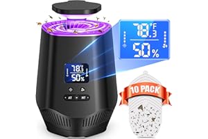 Fooxem Fruit Fly Traps for Indoors, Smart Fly Trap Indoor Bug Zapper Gnat Traps for House Indoor with Temperature and Humidity Sensor, 10PCS Sticky Boards Black