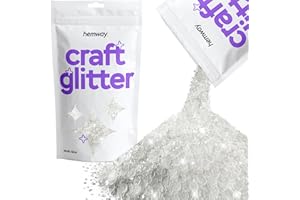Hemway Craft Glitter 100g - White Iridescent | Multi Size Metallic Sequin Flakes for Halloween Resin & Epoxy Crafts | Supplie