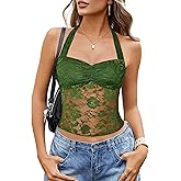 Avidlove Lace Tops for Women Sexy Going Out Tops Cute Halter Classy Tank Concert Outfits Y2K Top Green