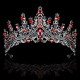 COCIDE Black & Red Crowns for Women Gothic Tiaras for Women Queen of Hearts Crown Accessories Costume Halloween Cosplay Princess Birthday Pageant Bride Headpieces
