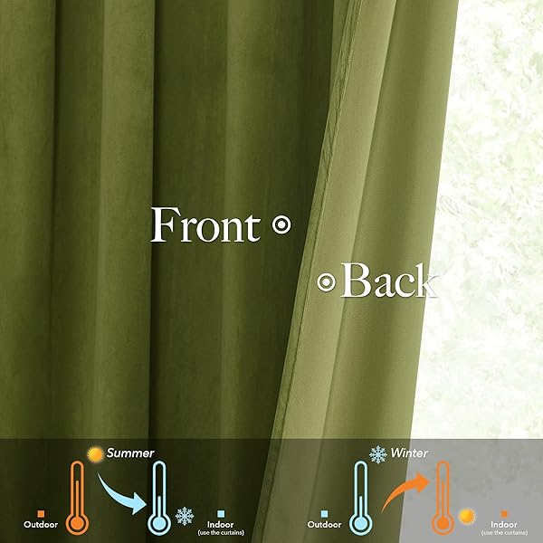 STANGH EXTRA WIDE PINCH PLEATED VELVET CURTAINS 84 INCHES LONG, SUPER SOFT LIGHT DIMMING ROOM DIVIDER THERMAL INSULATED SLIDING DOOR CURTAINS FOR LIVING ROOM, OLIVE GREEN, W72 X L84, 1 PANEL