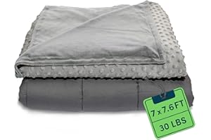 Quility Weighted Blanket for Adults - 30 LB King Size Heavy Blanket for Cooling & Heating - 100% Cotton Big Blanket w/Glass Beads, Machine Washable Blankets - 86"x92", Grey
