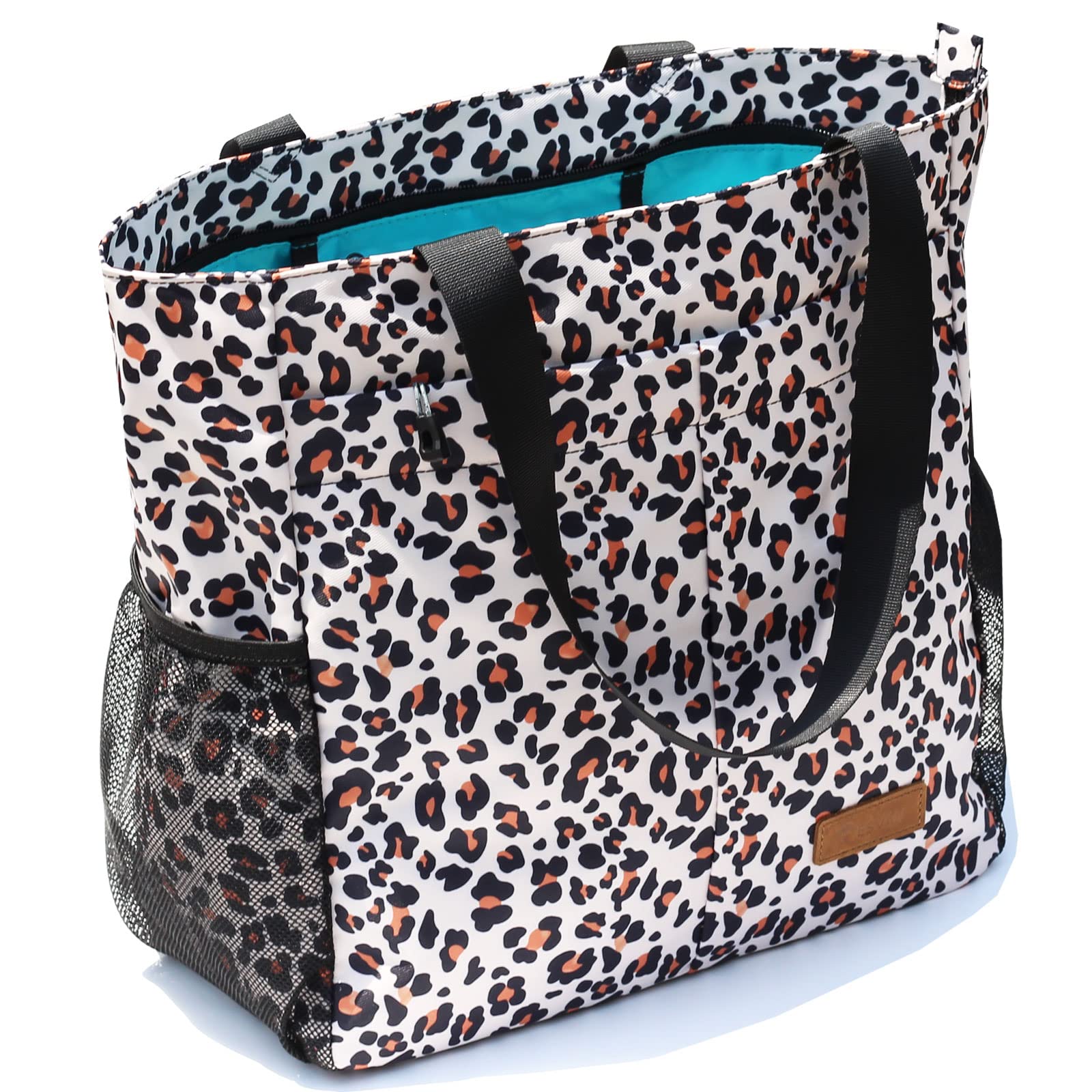 ESVAN Original Floral Water Resistant Tote Bag Large Shoulder Bag with Multi Pockets for Gym Hiking Picnic Travel Beach Daily Bags