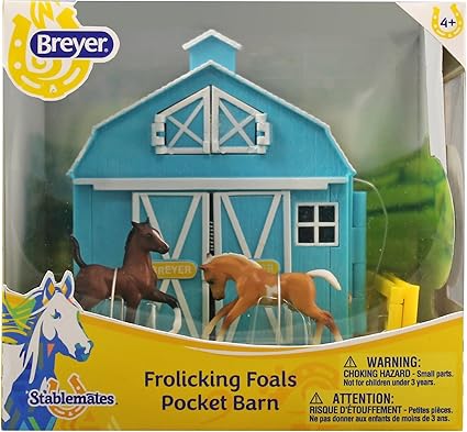 Amazon Com Breyer Stablemates Frolicking Foals Pocket Barn And