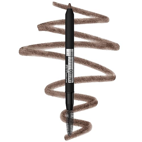 Maybelline TattooStudio Waterproof Eyebrow Pencil, Sharpenable, Longwear, Long Lasting, Pigmented Eyebrow Pencil for Defined Brows, Medium Brown, 1 Count