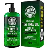 Viking Revolution Men's Body Wash - Tea Tree Oil - 12 oz (1 Pack) | Helps Athlete's Foot, Jock Itch &amp; Eczema - Extra Strength Tea Tree Oil Formula - Body &amp; Foot Wash - Fights Odor