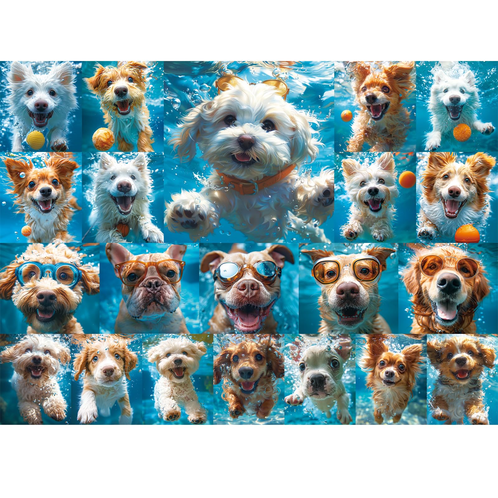 500 Piece Puzzle for Adults, Funny Puppy Animal Jigsaw Puzzles, Fun Cool Silly Puzzles with Underwater Dogs, 500 Pieces Birthday Party for Family Adult Funny Puzzle for Adults, 20.5×15 in