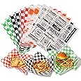 Fit Meal Prep [250 Sheets] 12x12" Deli Paper Sheets, Mixed 5 Color Dry Waxed Paper, Waterproof Sandwich Wrapping, Grease-Proof Wax Paper for Food Basket, Picnic, Barbecue, Restaurants, Burgers, Fries