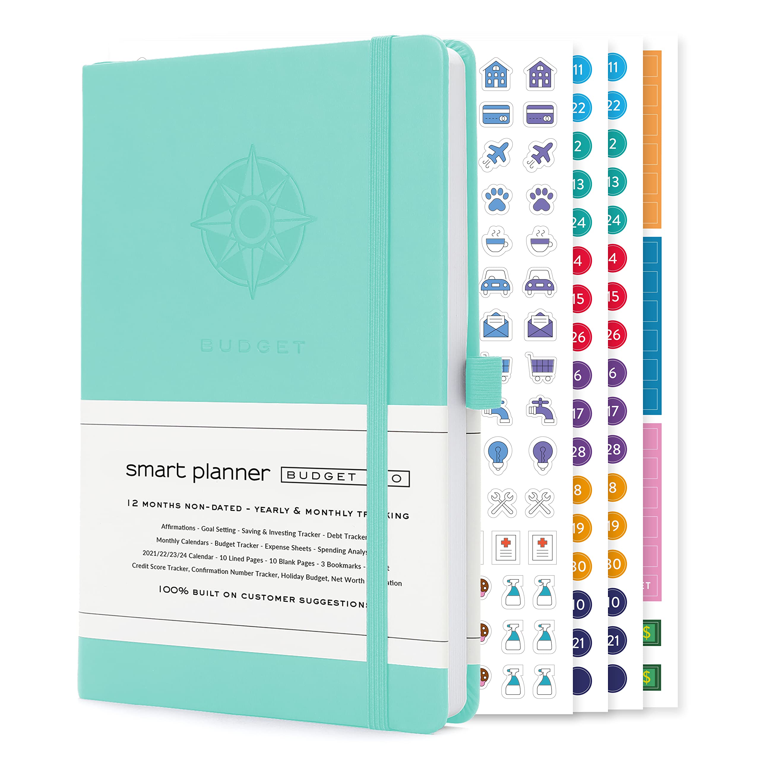 Smart Planner Budget Book – Undated Finance Planner – 8.6 x 5.7 inches (A5) – Monthly Calendars, Budget Tracker, Expense Sheets, Account Saving and Investing Trackers, Budget Book – Bill Organizer