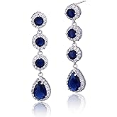 Women's Cubic Zirconia Bridal Earrings - Elegant Long Wedding Party Prom Earring for Bride Bridesmaids Crystal CZ Rhinestone Chandelier Statement Dangle Drop Earrings for girls
