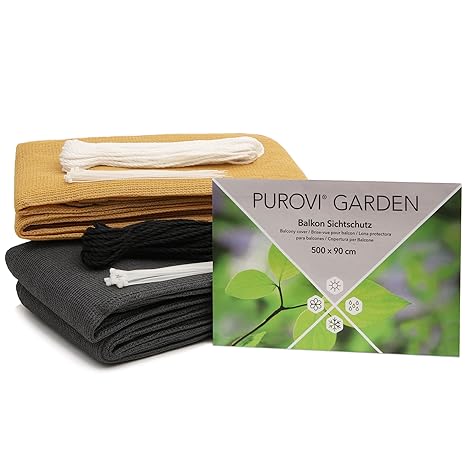 Purovi Balkon Sichtschutz | Balkonbespannung zur Balkonverkleidung in verschiedenen Größen und Farben | Anthrazit 500 x 90 cm