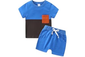 BABYMINE Toddler Baby Boy Summer Clothes T Shirt Solid Pants Set Infant Spring Summer Outfit