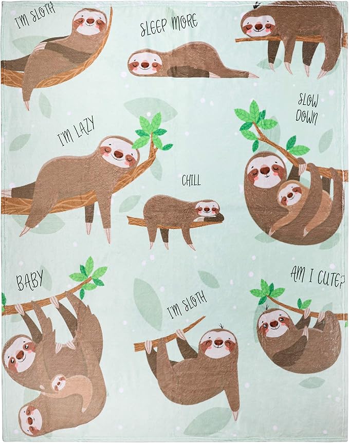 Sloth Throw Blanket, Adorable SuperSoft ExtraLarge Sloth