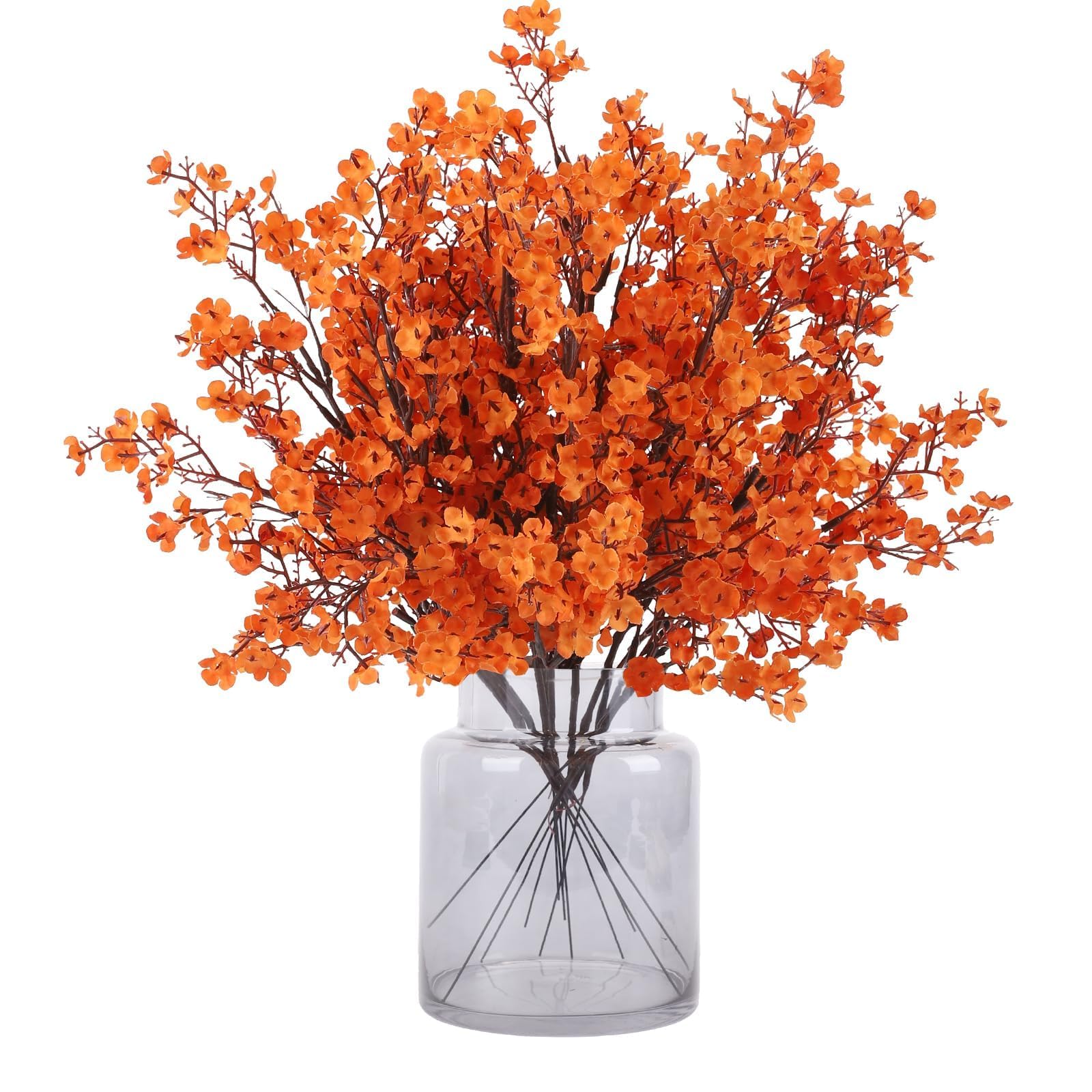 N&T NIETING Gypsophila Artificial Flowers, 12Pcs Baby Breath Artificial Flowers Real Touch Fake Flowers for DIY Wedding Bouquet Table Centerpieces Flower Arrangements Home Decor(Orange)