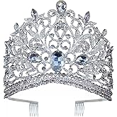Wedding Tiaras and Crowns with Combs for Women, Crystal Queen Crown Silver Wedding Tiara for Bride, Princess Headpieces Quinceanera Pageant Crown Diadem for Birthday Prom