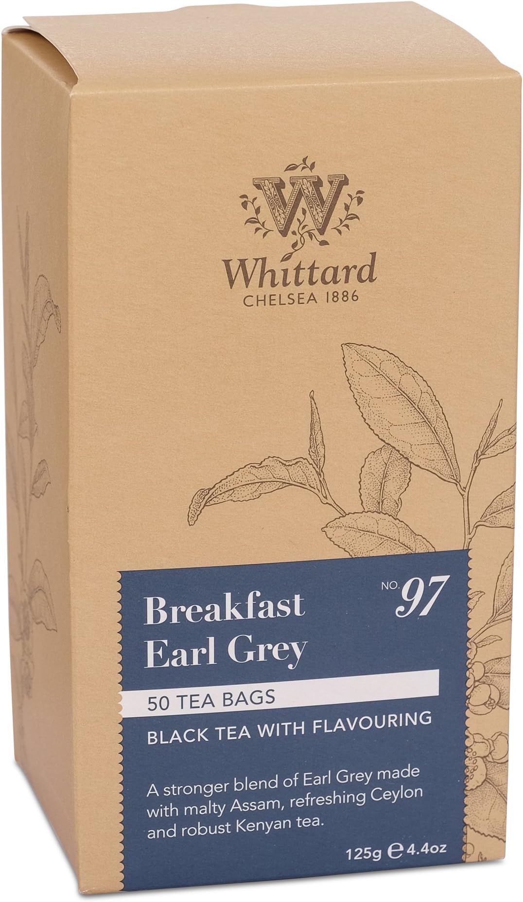 Whittards Breakfast Earl Grey 50 Tea Bags