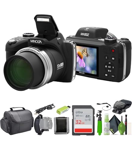 MINOLTA カメラ Amazon.com : Minolta MN67Z 20MP FHD Wi-Fi Bridge Camera with